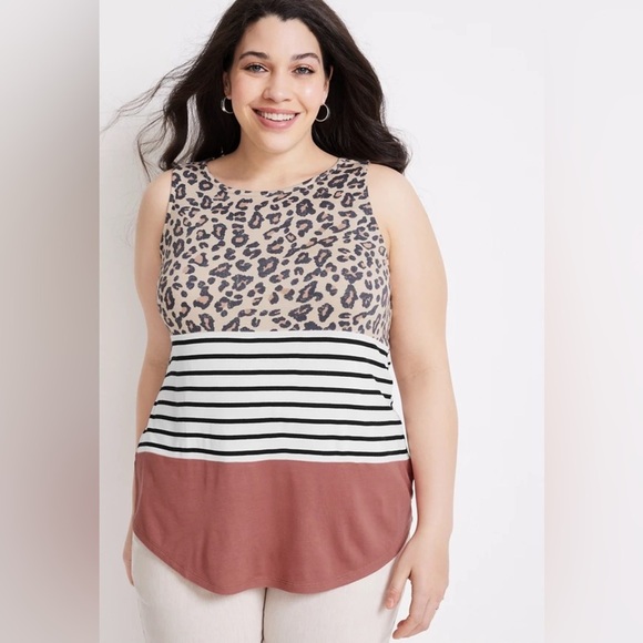 2/$10 Leopard Print and Striped Women's Tank Top - Picture 1 of 6